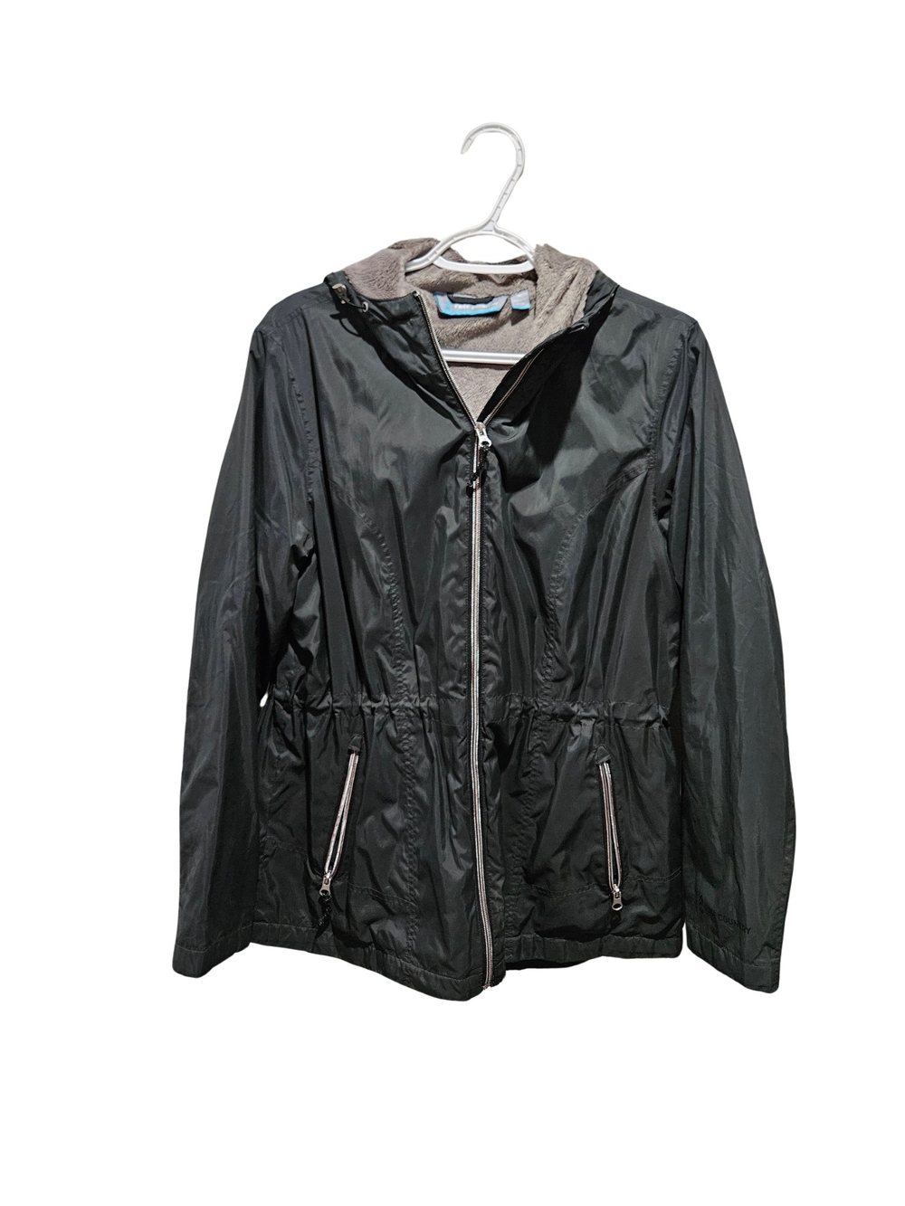 Free Country Dark Green Hooded Utility Jacket with Gray Trim